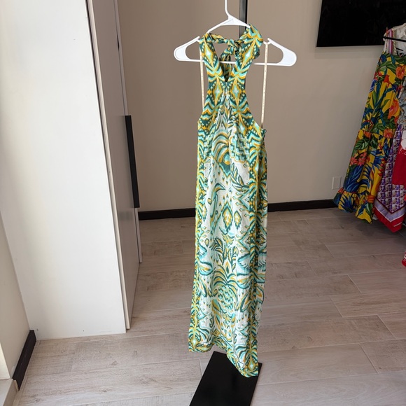 Farm Rio: TURQUOISE TROPICAL TAPESTRY HALTER MAXI DRESS - Picture 11 of 13